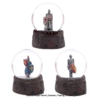  Standing Knight Waterball Snow Globe - 3 Assorted 