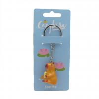  Keychain - Capybara Sittin G Holding Plastic Yellow Duck 