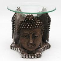  Three Sided Oil Burner with Glass Dish Skull Thai Buddha 