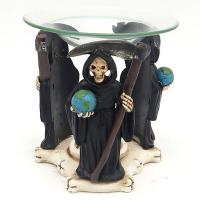  Three Sided Oil Burner with Glass Dish Death Figure 