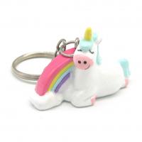  Lying Cartoon Unicorn Keychain, Blue 