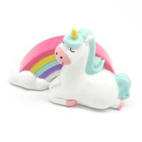  Lying Cartoon Unicorn  Polyresin Figure, 8 cm, Blue 