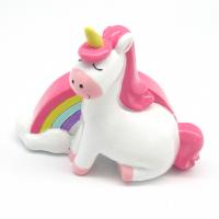  Sitting Cartoon Unicorn Polyresin Figure, 11 cm, Pink 