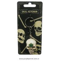  Skull Keychain Cannabis Leaf 