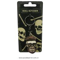  Skull Keychain Hipster Glasses and Hair 