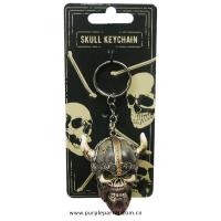  Keychains and Luggage Tags - Skull Keychain Viking with Horns 