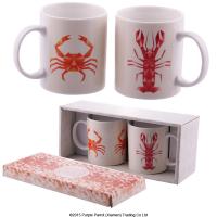  Bone China Double Mug Gift Set - Lobster & Crab 