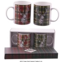  Bone China Double Mug Gift Set - Stag Design 