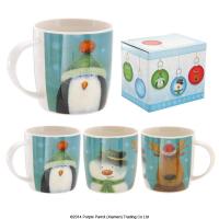  Bone China Christmas Mug Characters Blue 