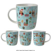  Bone China Christmas Mug Festive Owls 