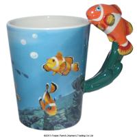  Ceramic Shaped Handle Mug  Clown Fish with Scene Decal 