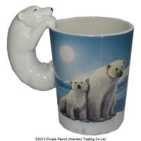  Ceramic Shaped Handle Mug  Polar Bear Ice Decal 