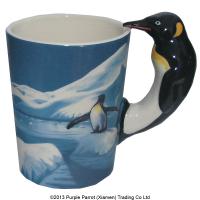  Sealife and nautical - Ceramic Shaped Handle Mug  Penguin Ice Decal 