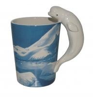  Sealife and nautical - Shaped Handle Mug - Beluga (White) Whale - Ice Design Decal 