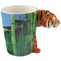  Shaped Handle Mug Tiger Grass Decal 