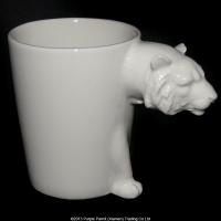  White Shaped Handle Mug Tiger 