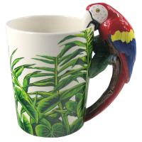  Shaped Handle Mug Macaw Rainforest Decal 