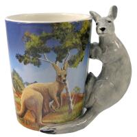  Animal Shaped Handle Mug Grey Kangaroo 