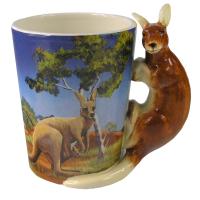  Animal Shaped Handle Mug Red Kangaroo 