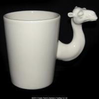  White Shaped Handle Mug Camel 