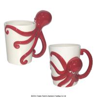  Shaped Handle Mug Octopus Red 2 Assorted 