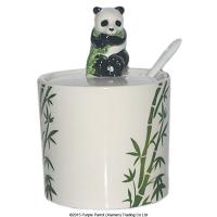  Ceramic Pot with Lid and Spoon Panda 