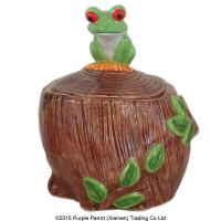 Ceramic Pot with Lid and Spoon Tree Frog 
