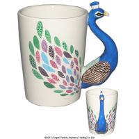  Peacock Shaped Handle Mug Decal 