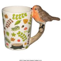  Animal World Shaped Handle Mug Series - Shaped Handle Mug Robin Woodland Decal 