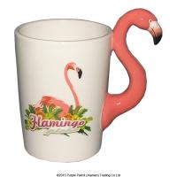  Shaped Handle Mug Flamingo with Decal A 