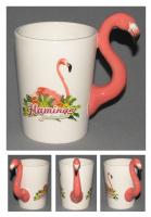  Flamingo Shaped Handle Mug with Flamingo Decal 