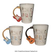 Ceramic Guitar Handle Mug 3 Assorted 