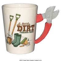  Garden Tool Shaped Handle Mug with A Little Dirt Decal Secateurs 