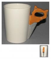  Saw Shaped Handle Mug - Caution Builder Decal 