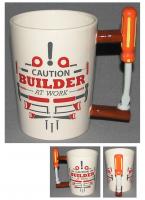  Screwdriver Shaped Handle Mug - Caution Builder Decal 