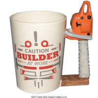  Tool Shaped Handle Mug with Caution Builder Decal Chainsaw 