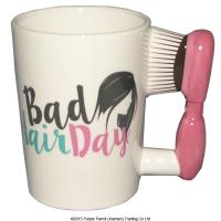  Beauty Shaped Handle Mug with - Bad Hair Day - Decal Hairbrush 
