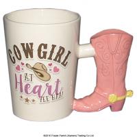  Shaped Handle Mug Cowgirl Boot Pink 