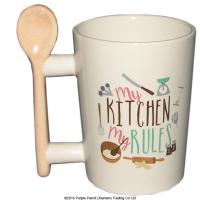  Shaped Handle Mug Kitchen Wooden Spoon 