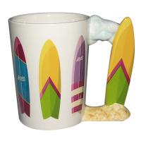  Surfboard Shaped Handle Mug Colourful Yellow & Green 