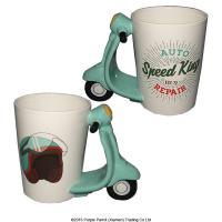  Classic Motorcycles Gift Items - Shaped Handle Mug Scooter Turquoise 