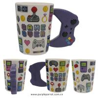  Game Over Shaped Handle Mug Controller Purple A 