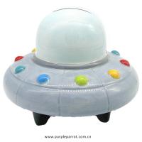  Retro Space UFO Flying Saucer Ceramic Money Box 