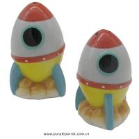  Retro Space Rocket Ceramic Salt and Pepper Set 