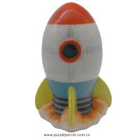  Retro Space Rocket Ceramic Money Box Red & Blue 