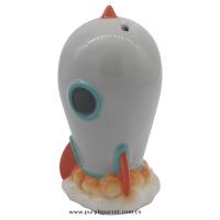  Retro Space Rocket Ceramic Money Box Grey 