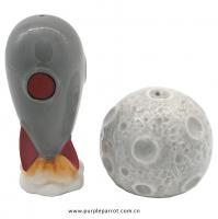  Retro Space Rocket & Moon Ceramic Salt and Pepper Set 
