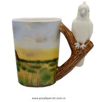  Ceramic Shaped Handle Mug Cockatoo 