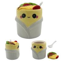  Foodiemals Ceramic Collection Burrito Pot with Lid and Spoon 