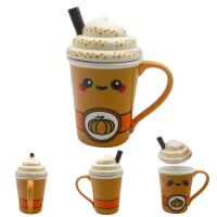  Foodiemals Ceramic Collection Pumpkin Spice Latte Mug with Lid 